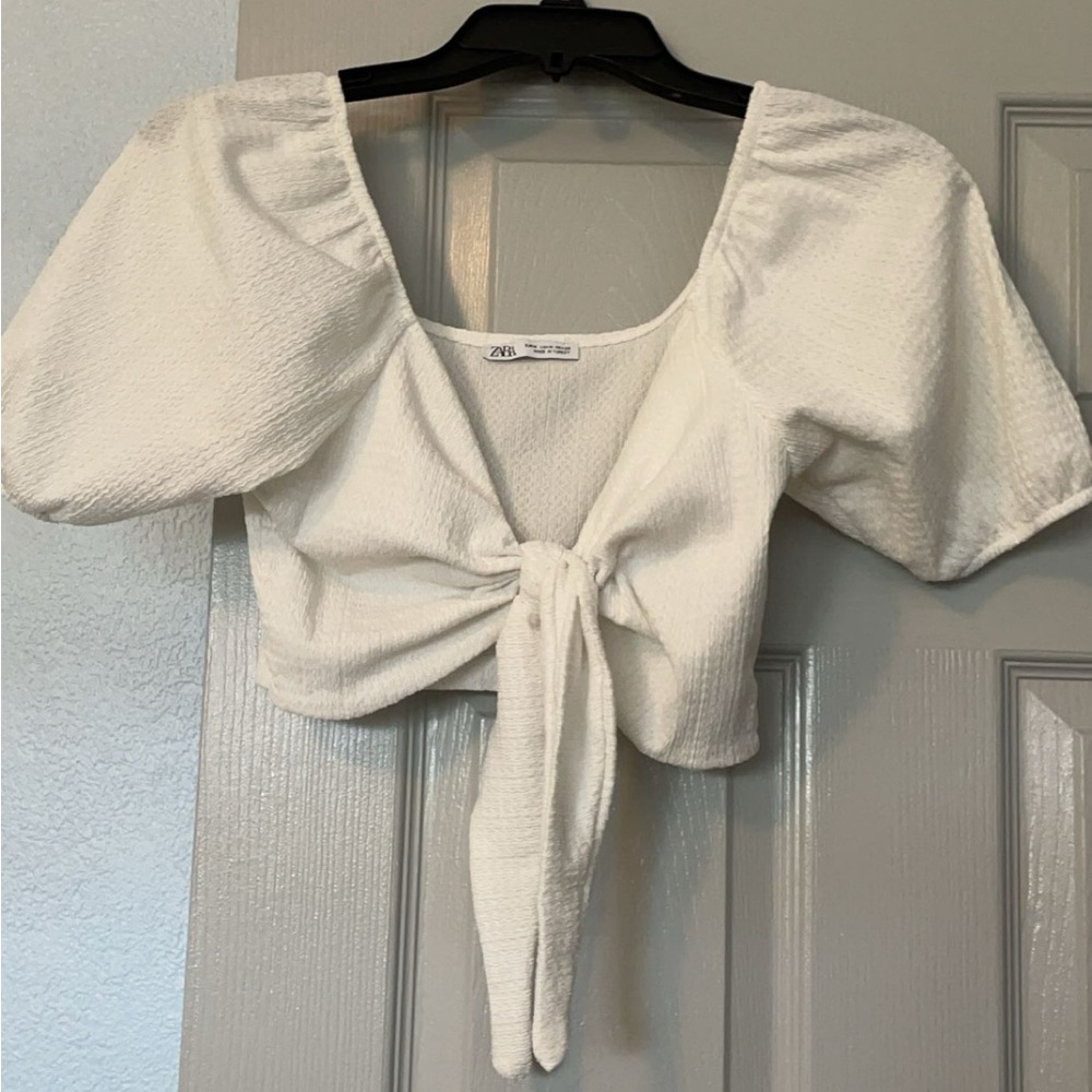 White Zara Tie Top